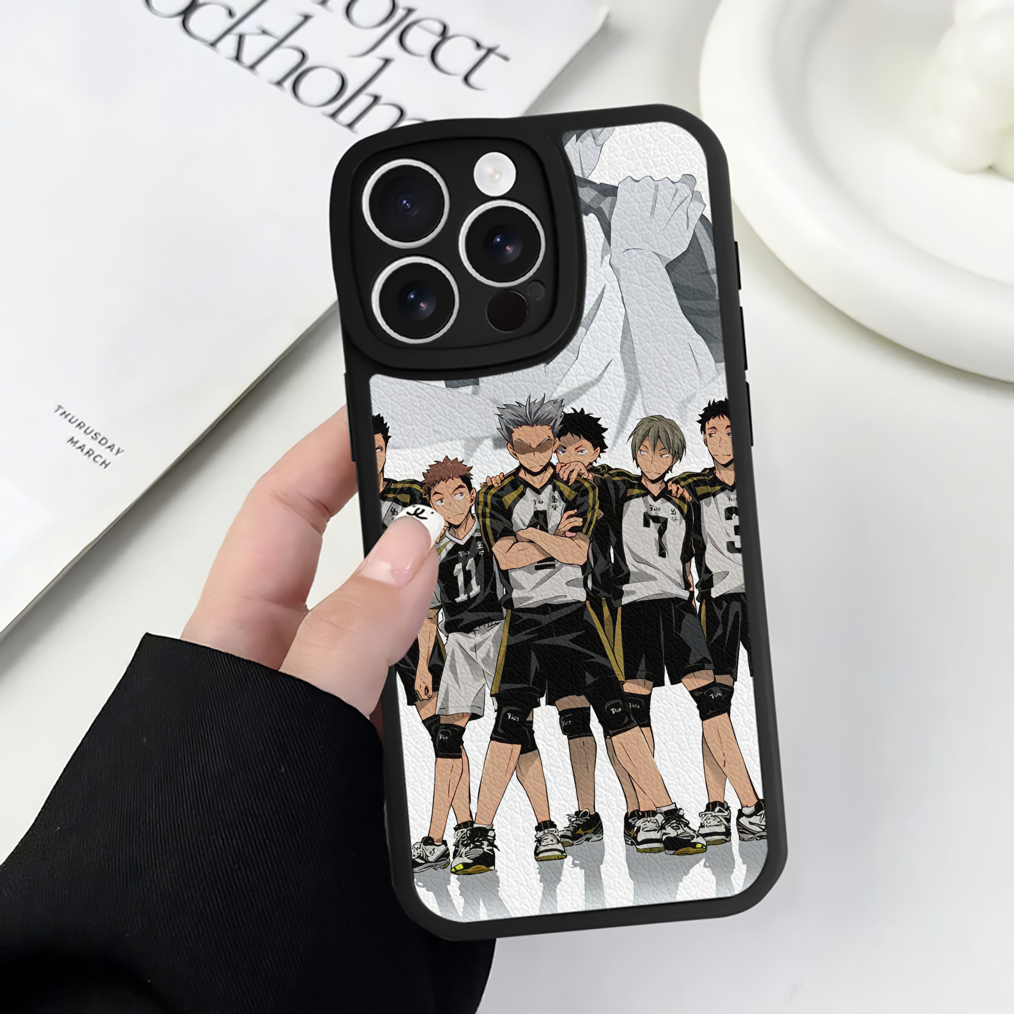 （画像用） ハイキュー!! Haikyu!! 【iPhone 16シリーズ対応】シリコンスマホケース（レザー調） 材質：シリコン